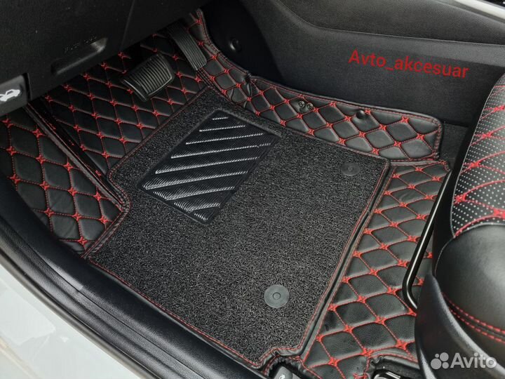 Чехлы Киа Рио 4 - Хендай Солярис 2 с красной Vip