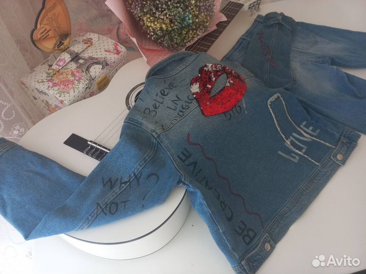 Джинсовый костюм для девочки 134