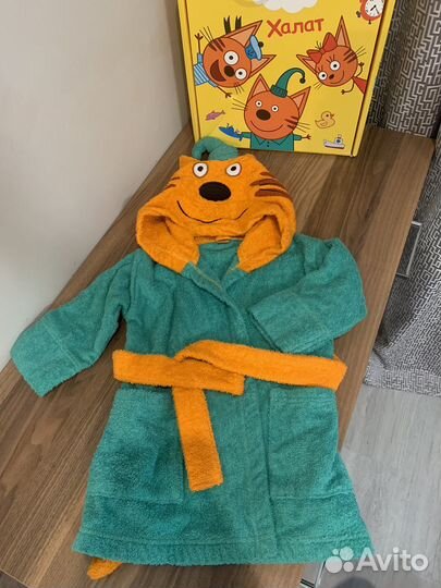 Детский халат три кота размер 92-98 (2 года)