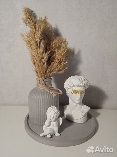 Гипсовые фигуры.Шкатулки.Подсвечники.Бюст Давида