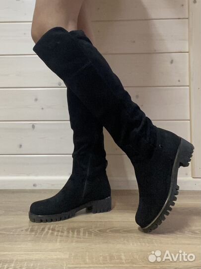 Сапоги замшевые