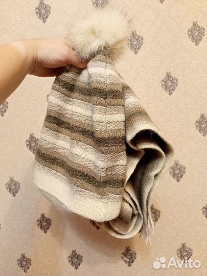 Шапка с помпоном + шарф Ferz