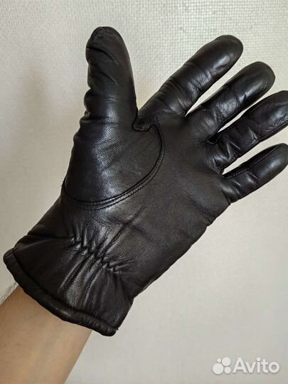 Мужские кожаные перчатки зимние