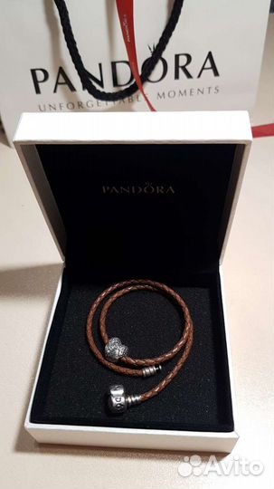 Кожаный браслет Pandora