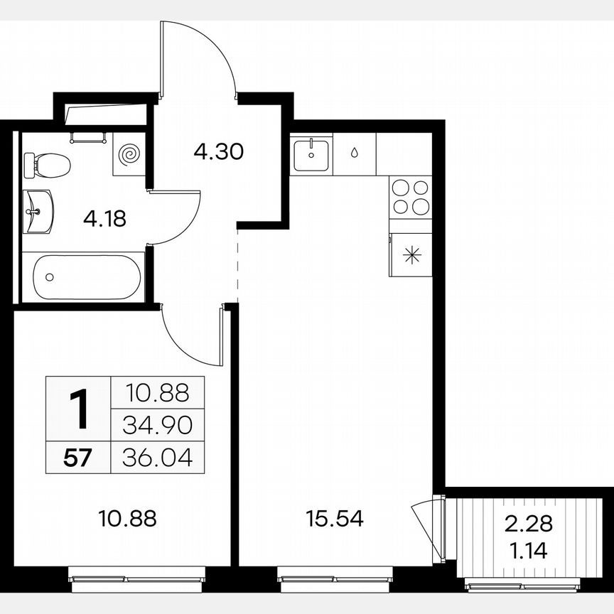 1-к. квартира, 36 м², 5/9 эт.
