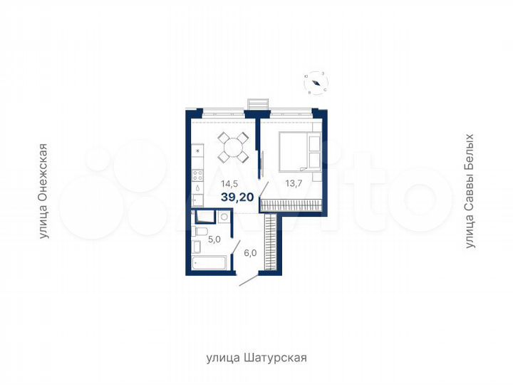 1-к. квартира, 39,2 м², 11/21 эт.