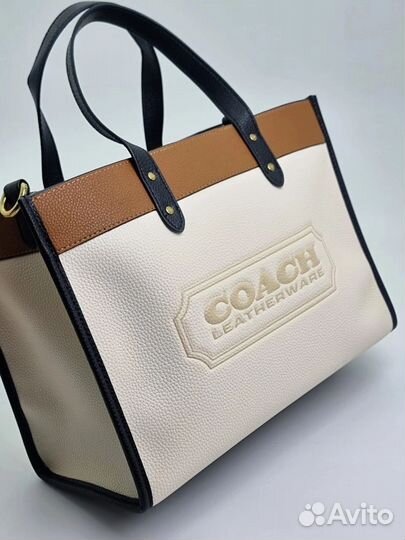 Сумка coach tote field натуральная кожа