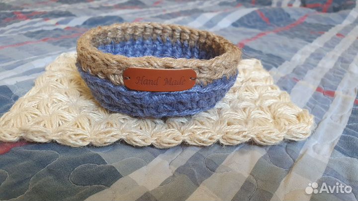 Корзины для хранения и салфетки из джута