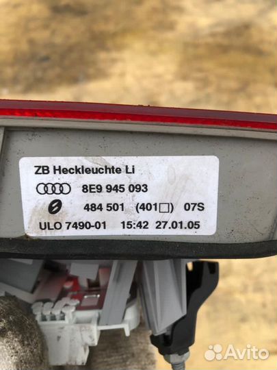 Фонарь задний левый внутренний Audi A4 B7 avant