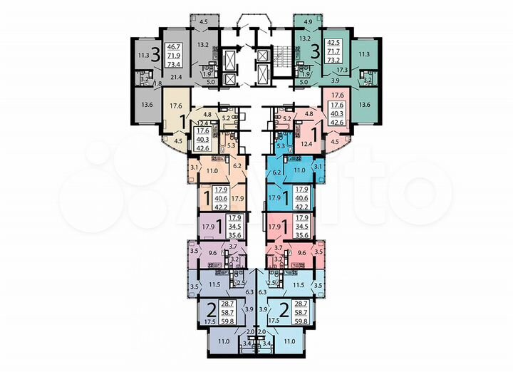 2-к. квартира, 60 м², 11/17 эт.