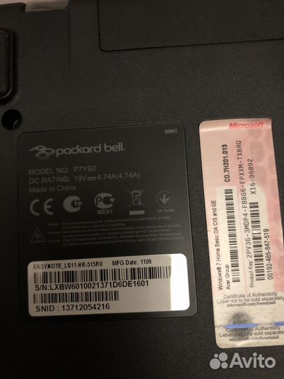 Ноутбук acer packard bell easynote LS11 HR 515RU