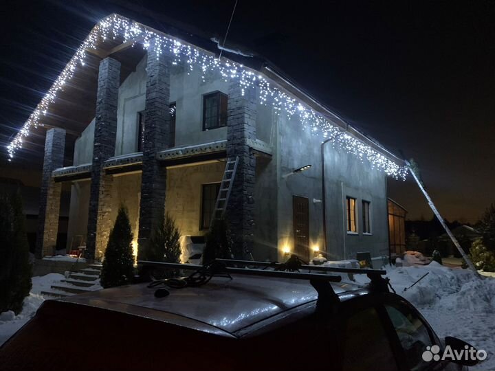 Украшение домов гирляндами