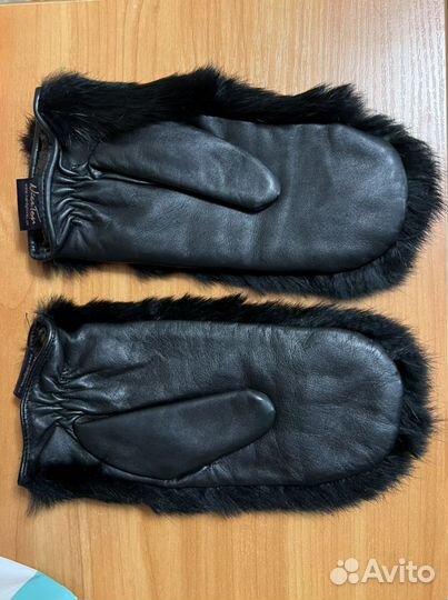 Варежки из натуральной кожи и меха кролика