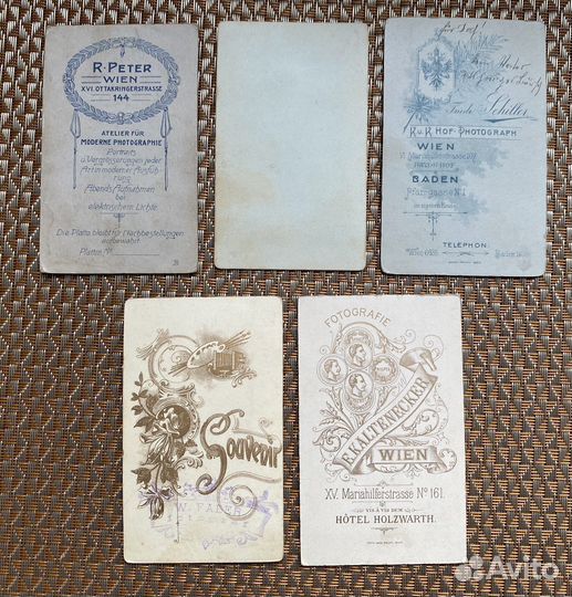 Визит-портрет старинный, дамы, дети, джентельмены