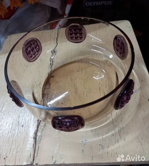 Конфетница цветное стекло СССР