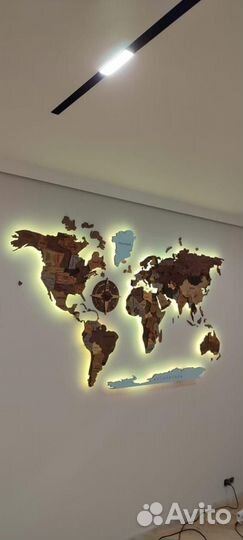 Карта мира на стену с подсветкой