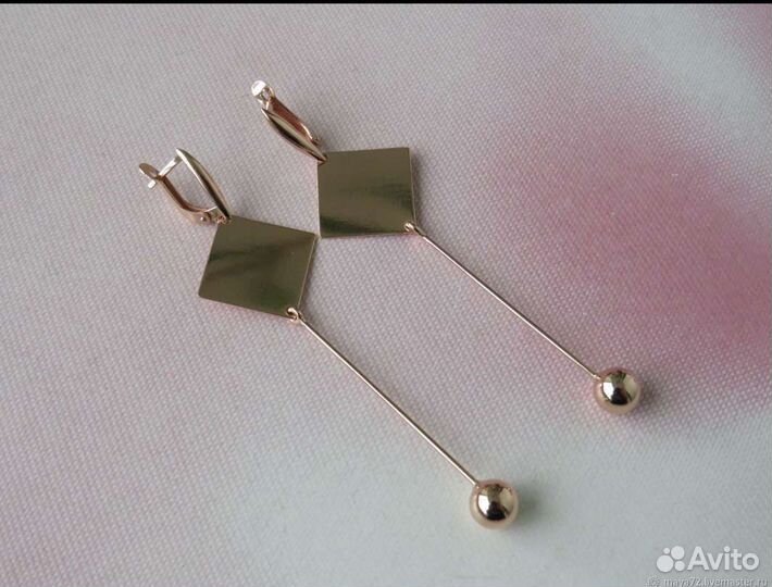 Серебряные серьги Серебро 925 Позолота