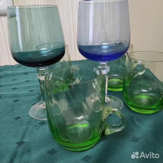 Фужеры бокалы и кружки. цветное стекло СССР