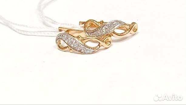 Золотые серьги с фианитом