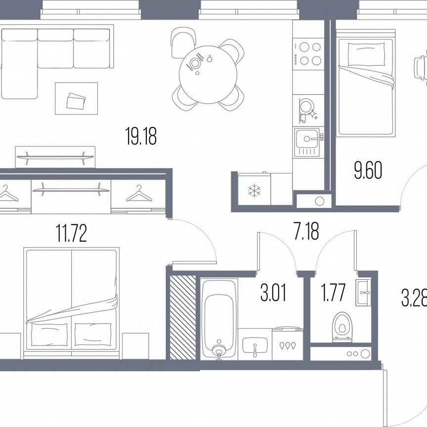 2-к. квартира, 55,7 м², 2/10 эт.