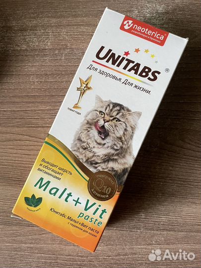 Unitabs мальт паста для кошек для вывода шерсти