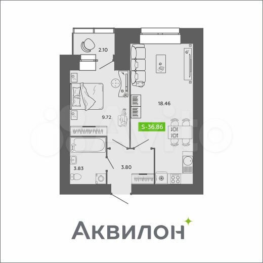 2-к. квартира, 37 м², 10/11 эт.