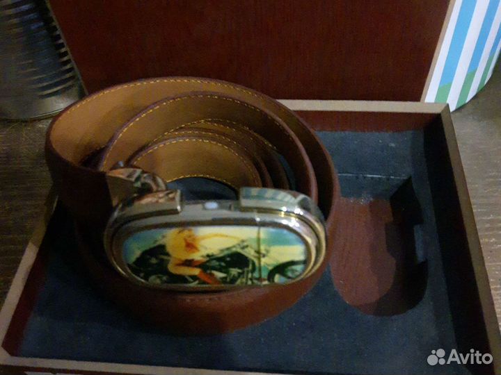 Ремень мужской кожанный с зажигалкой италия