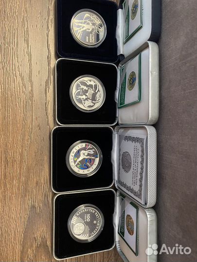 Набор серебряных монет спорт 14 шт