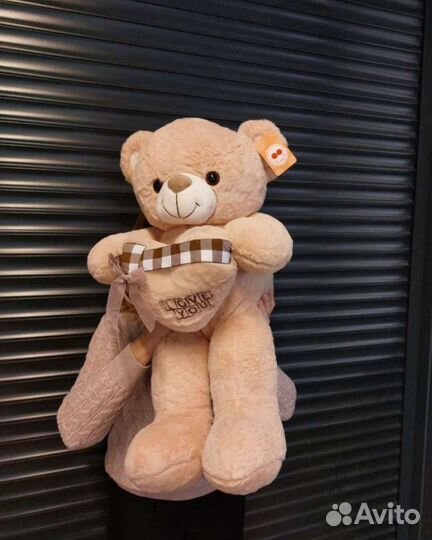 Новый большой плюшевый медведь с сердцем,рост 90см