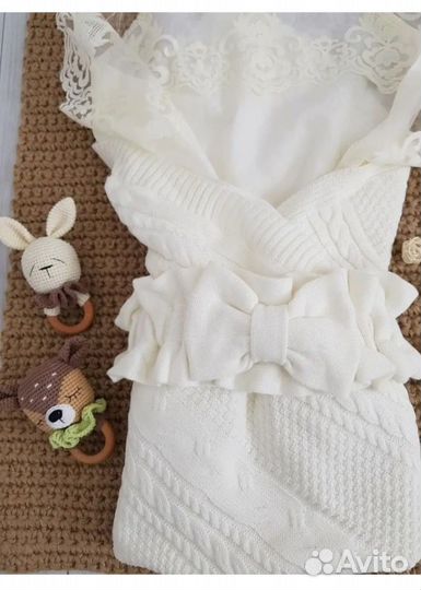 Плед на выписку вязаный