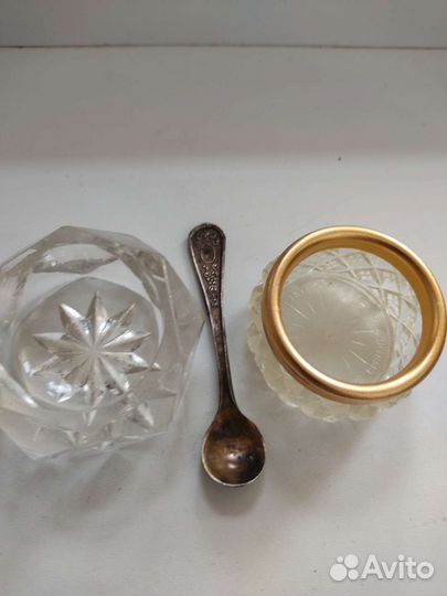 Солонки СССР и ложечка мельхиор