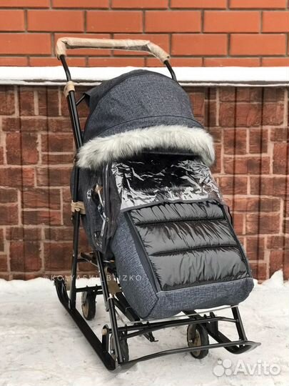 Коляска-санки Galaxy Glory Gloss серый