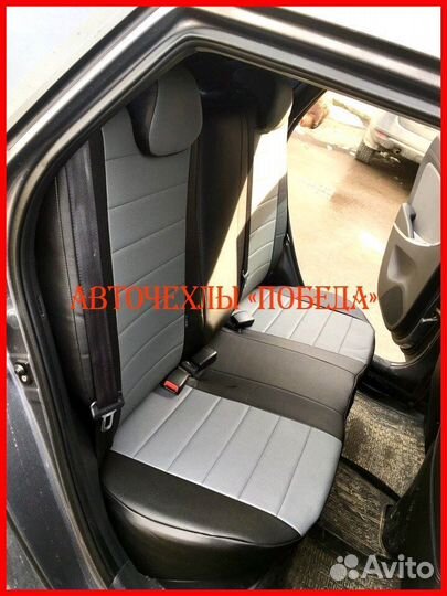 Чехлы Hyundai Solaris 1 Hb из экокожи чёрно-серые