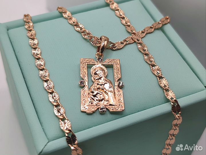 Цепочка на шею и подвес Владимирская Божия Матерь