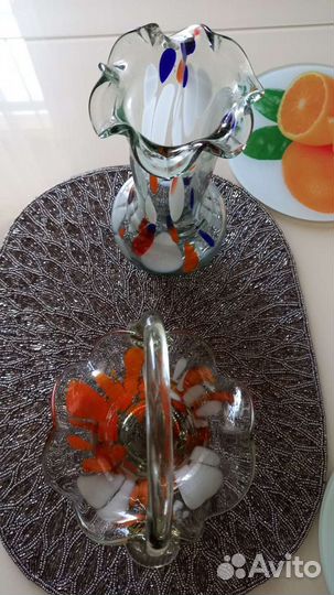 Ваза для цветов цветное стекло СССР