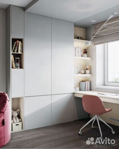 Детская рабочая зона у окна для двоих арти 47