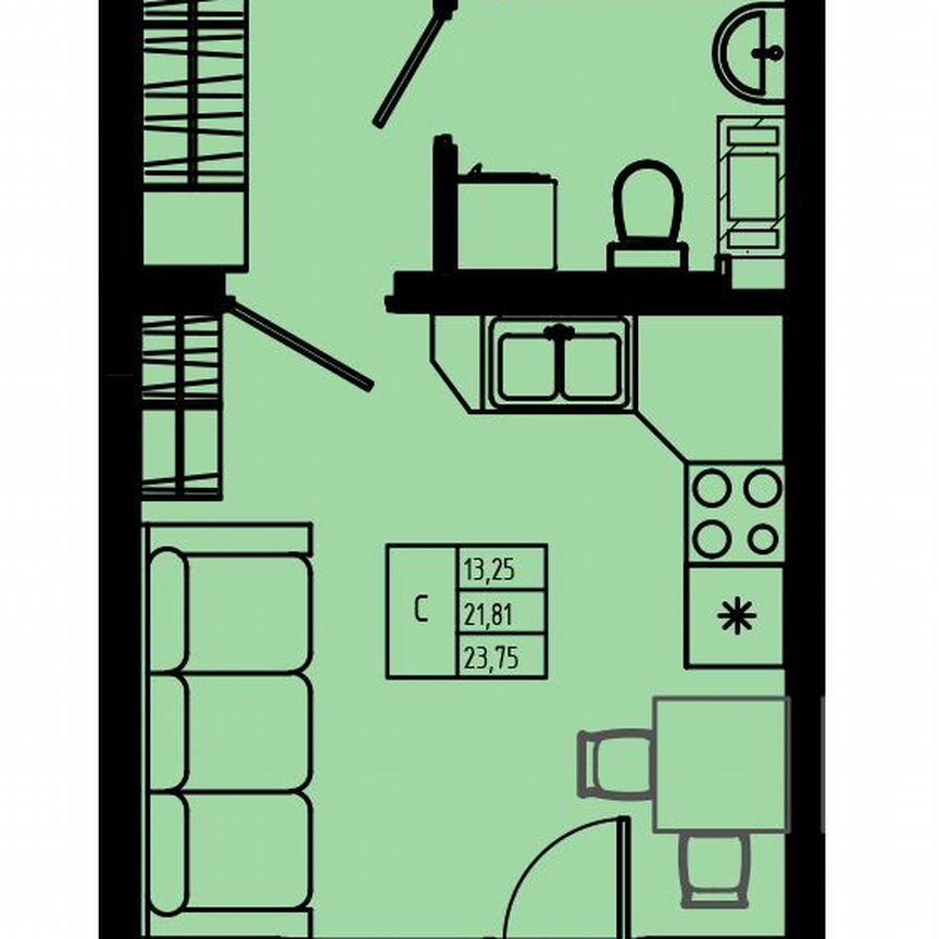 Квартира-студия, 23,8 м², 7/8 эт.