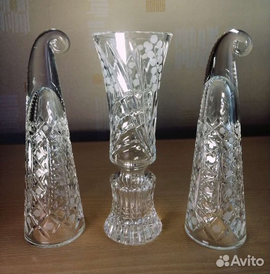 Хрусталь СССР ваза рога