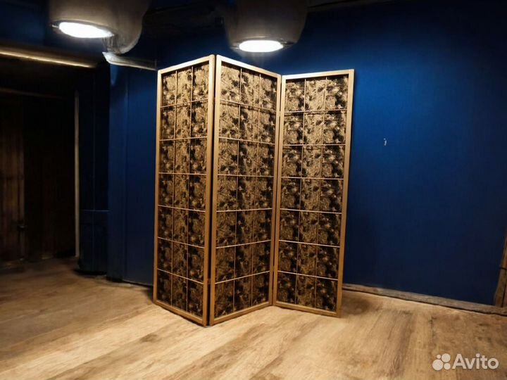Ширма перегородка золотая паутинка