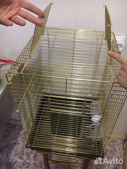 Золотая клетка для попугая + все аксессуры