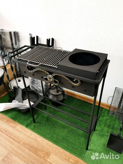 Мангал 4 мм разборный на высоких ножках