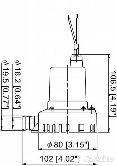 Помпа осушительная, 12 В, 400GPH (1514 л/ч)