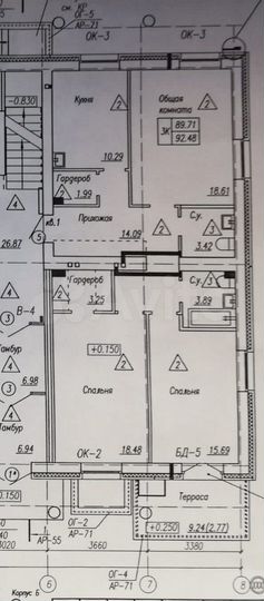 3-к. квартира, 92,5 м², 1/9 эт.