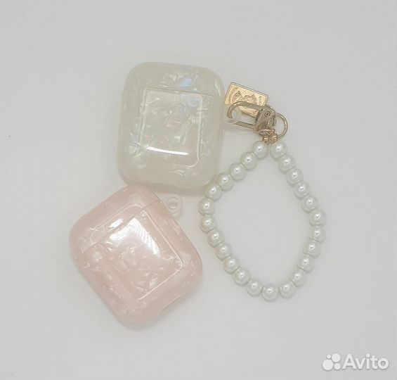 Чехол для Airpods 1/2 серия (Мрамор с брелком) (в