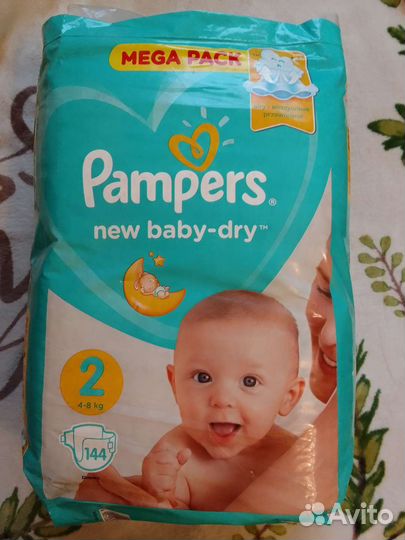 Подгузники Pampers актив беби драй, 144 шт