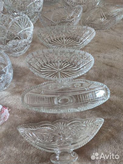 Ваза для фруктов, салатники, хрусталь