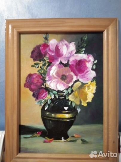 Картина цветы в вазе, цветы