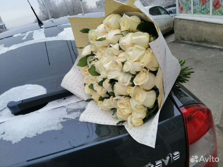 51 роза букет белых роз