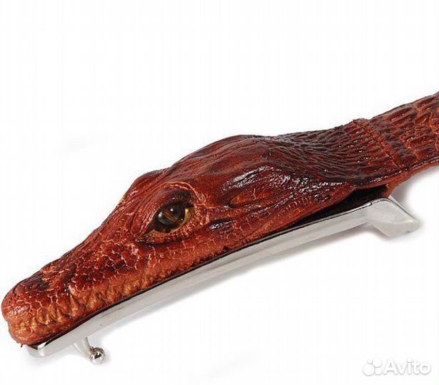 Ремень мужской кожаный с головой крокодила