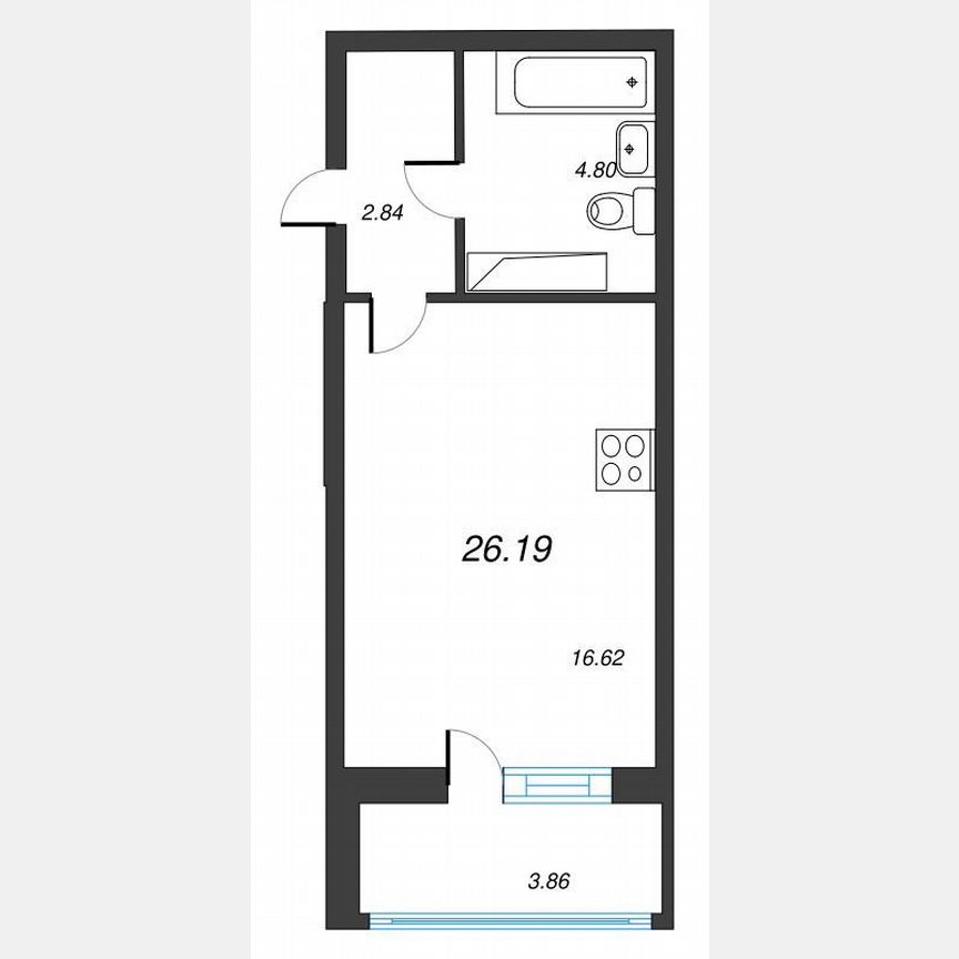 Квартира-студия, 28,1 м², 15/22 эт.